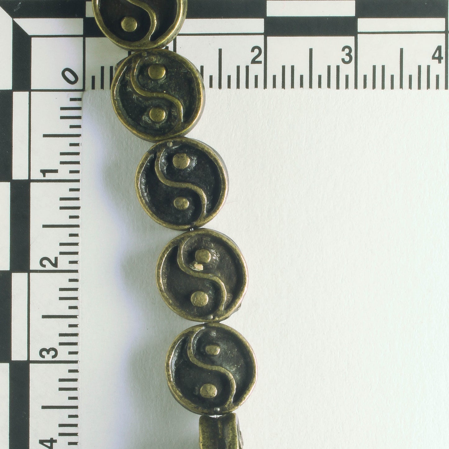 Pewter Beads, Brass Plated - 8" Strand