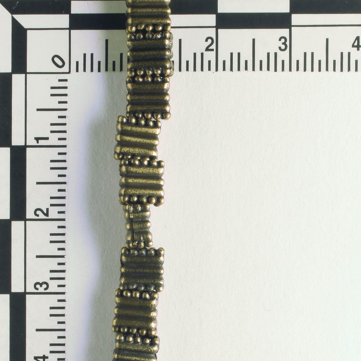 Pewter Beads, Brass Plated - 8" Strand