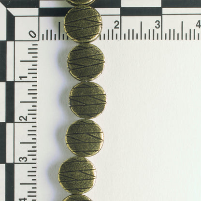 Pewter Beads, Brass Plated - 8" Strand