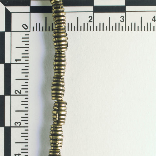 Pewter Beads, Brass Plated - 8" Strand