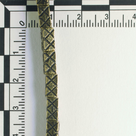 Pewter Beads, Brass Plated - 8" Strand