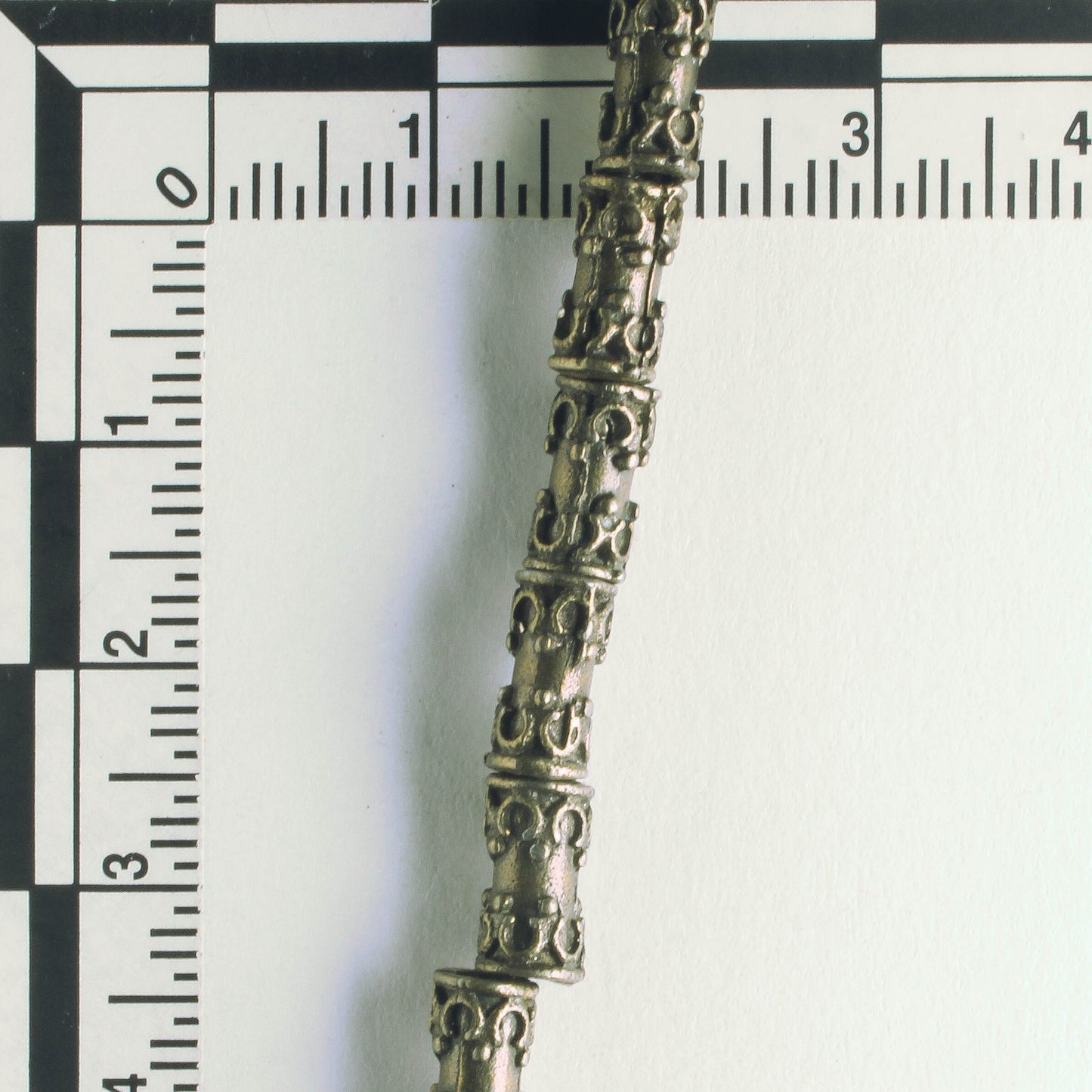 Pewter Beads, Brass Plated - 8" Strand