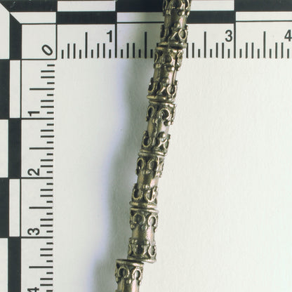 Pewter Beads, Brass Plated - 8" Strand