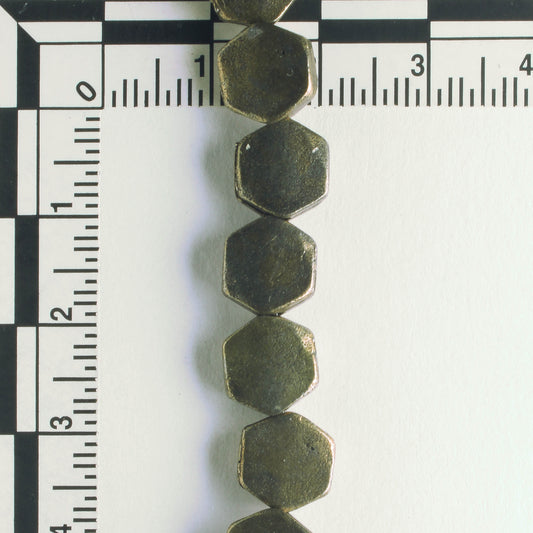 Pewter Beads, Brass Plated - 8" Strand