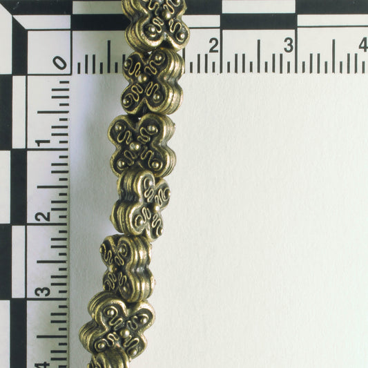 Pewter Beads, Brass Plated - 8" Strand