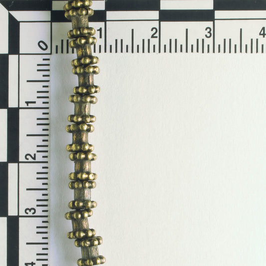 Pewter Beads, Brass Plated - 8" Strand