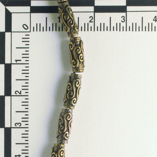 Pewter Beads, Brass Plated - 8" Strand