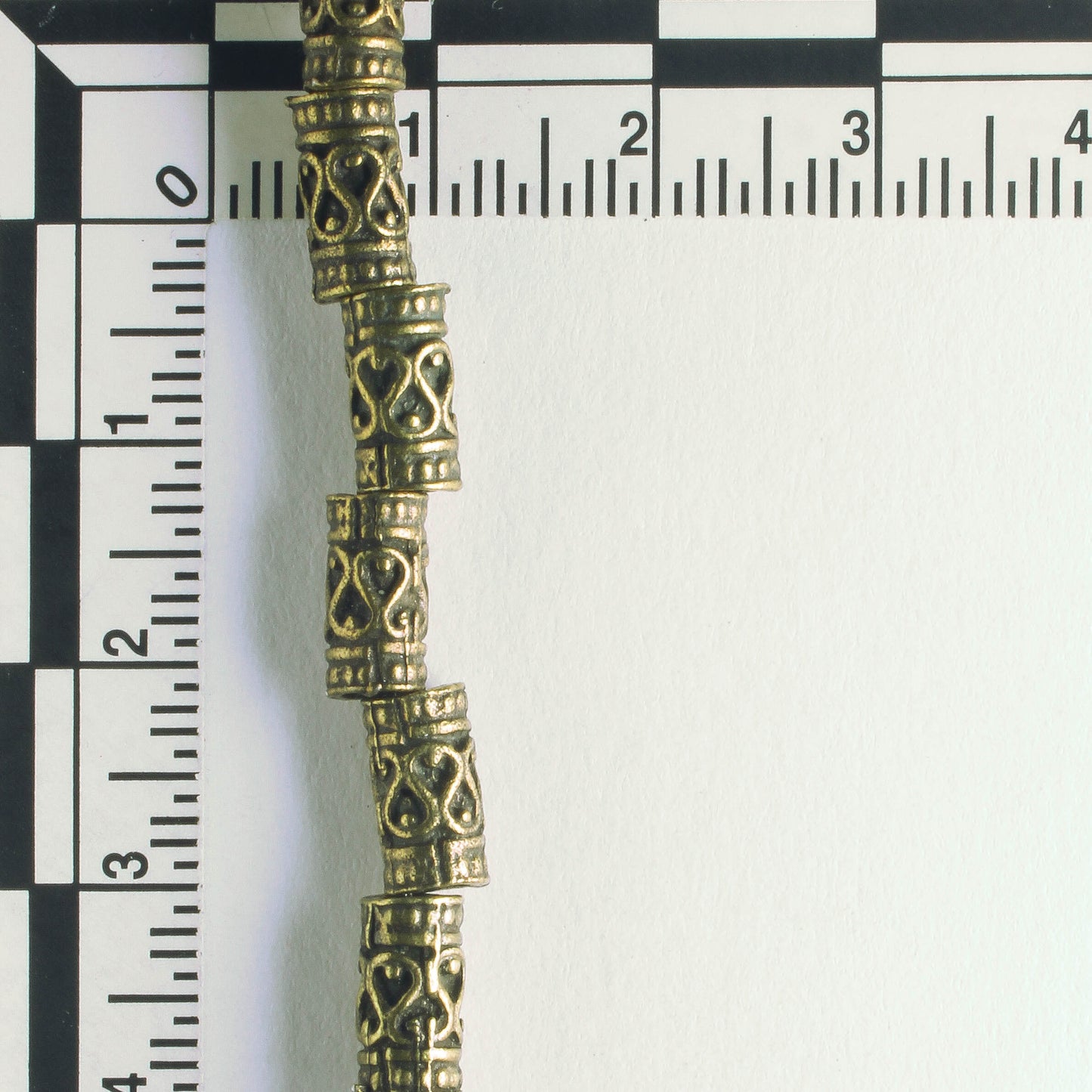 Pewter Beads, Brass Plated - 8" Strand