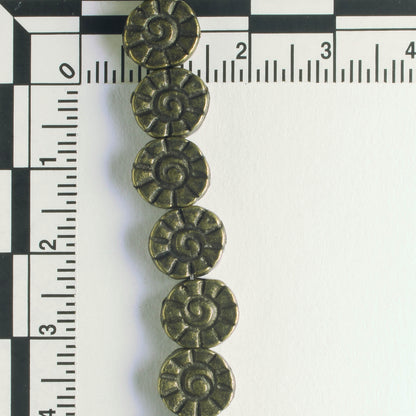 Pewter Beads, Brass Plated - 8" Strand