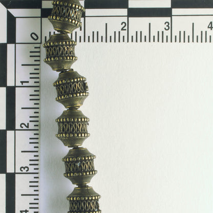 Pewter Beads, Brass Plated - 8" Strand