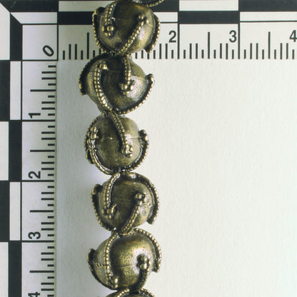 Pewter Beads, Brass Plated - 8" Strand
