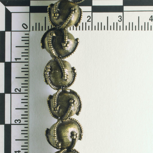 Pewter Beads, Brass Plated - 8" Strand
