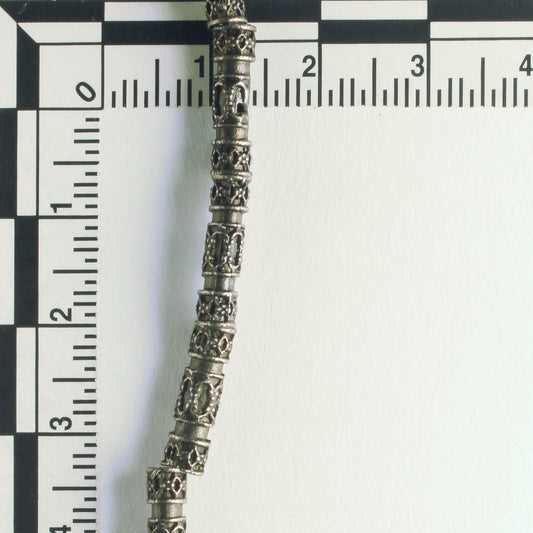 Pewter Beads, Brass Plated - 8" Strand