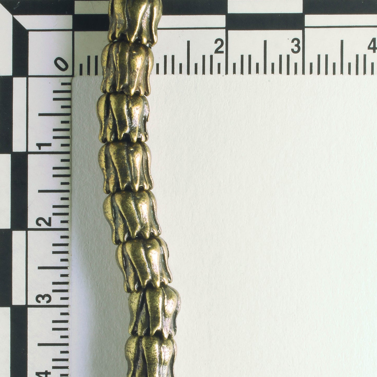 Pewter Beads, Brass Plated - 8" Strand