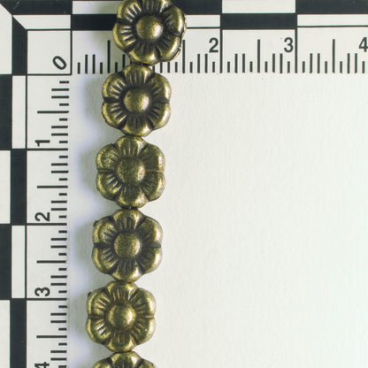 Pewter Beads, Brass Plated - 8" Strand