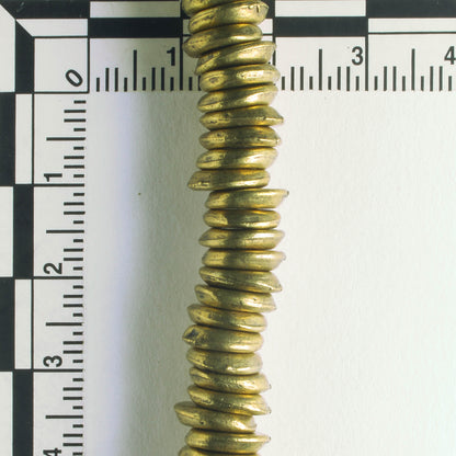 Pewter Beads, Brass Plated - 8" Strand