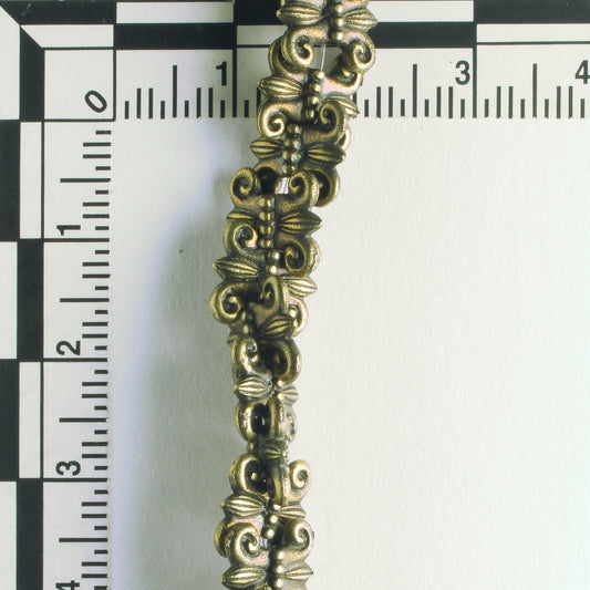 Pewter Beads, Brass Plated - 8" Strand
