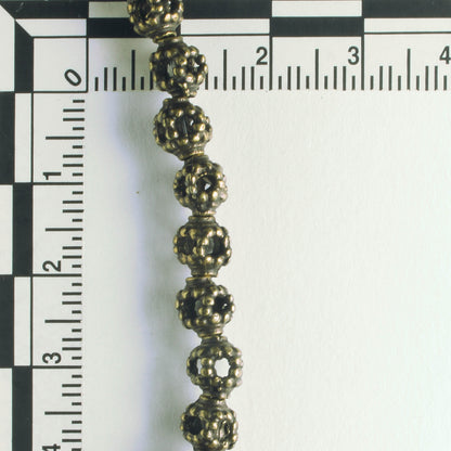 Pewter Beads, Brass Plated - 8" Strand