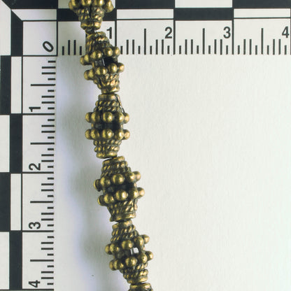 Pewter Beads, Brass Plated - 8" Strand