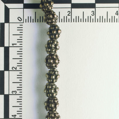Pewter Beads, Brass Plated - 8" Strand