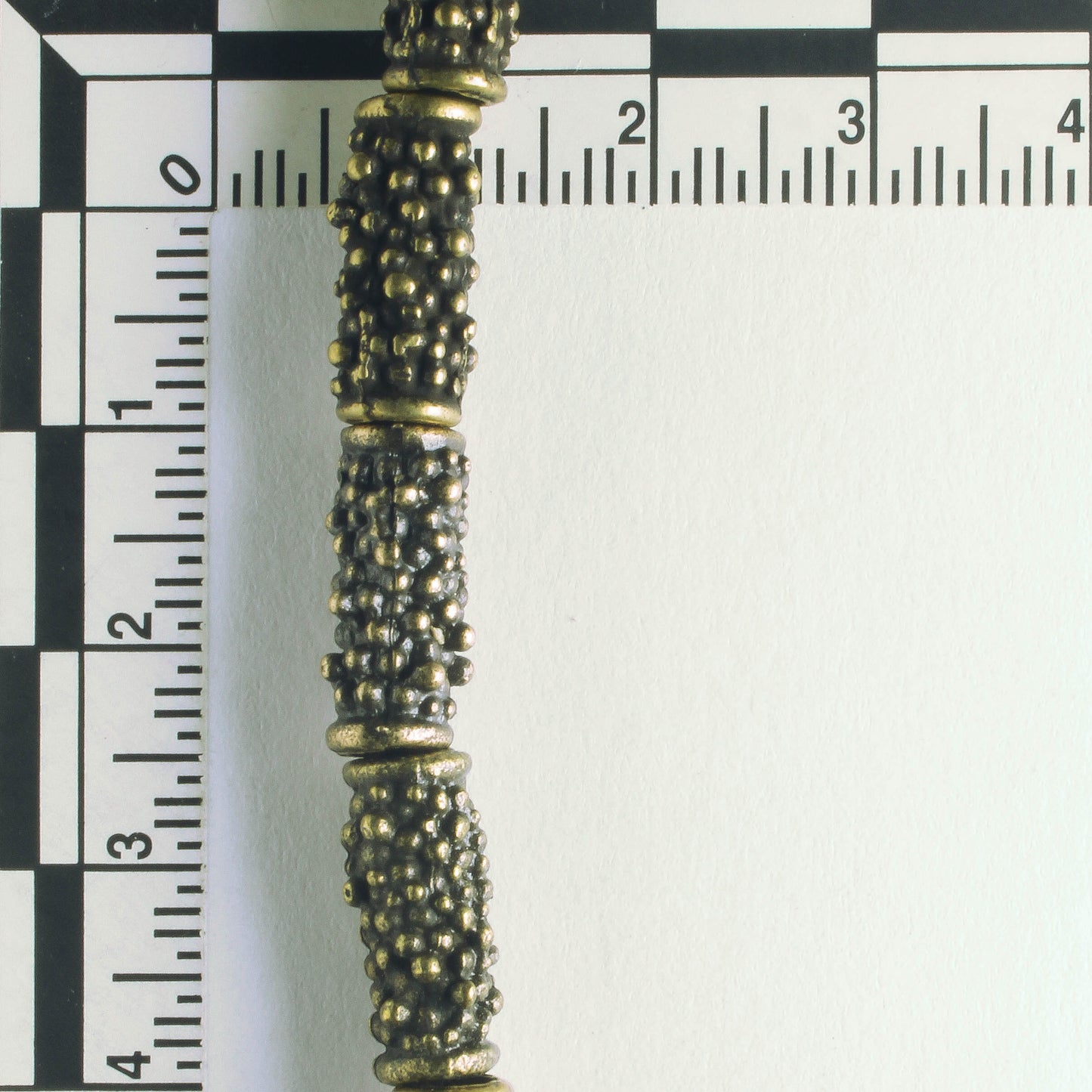 Pewter Beads, Brass Plated - 8" Strand