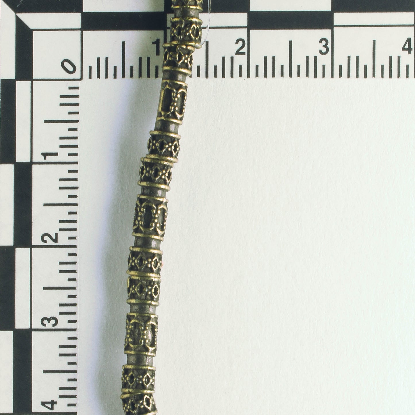 Pewter Beads, Brass Plated - 8" Strand