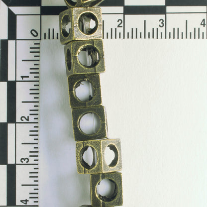 Pewter Beads, Brass Plated - 8" Strand