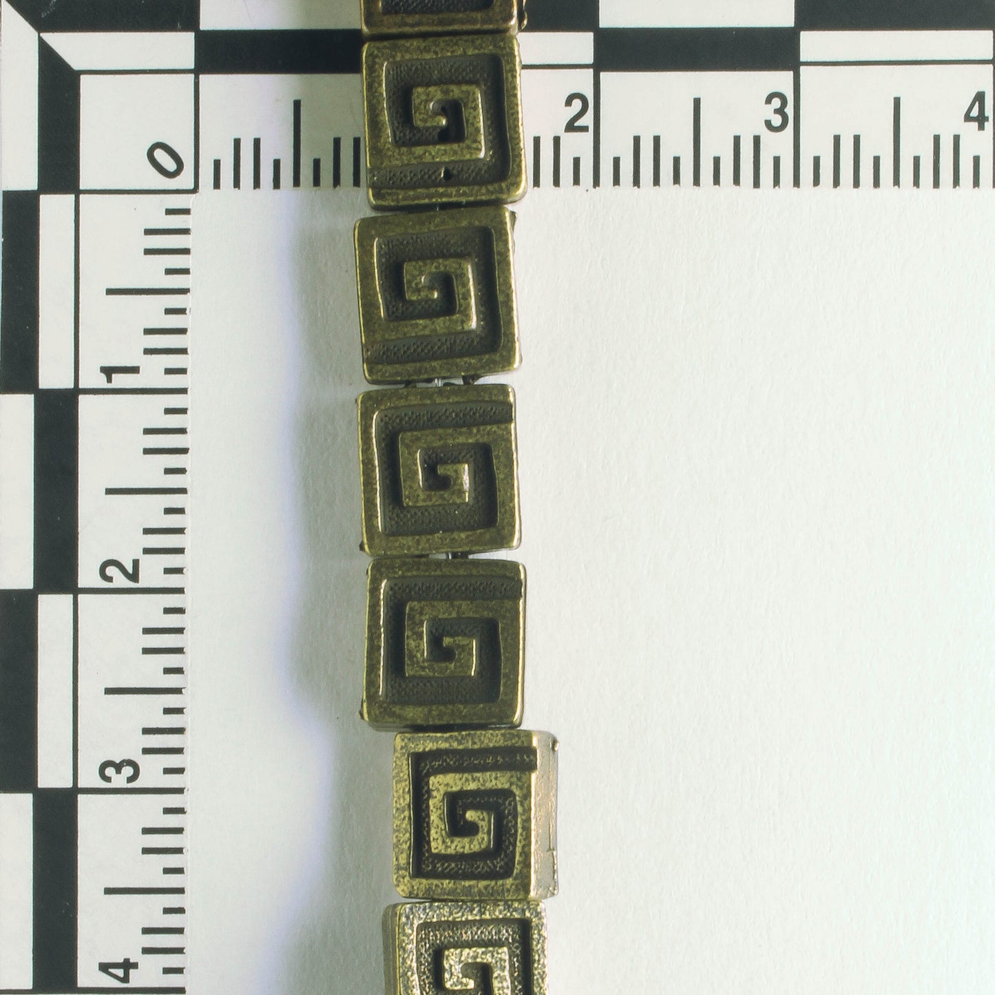 Pewter Beads, Brass Plated - 8" Strand