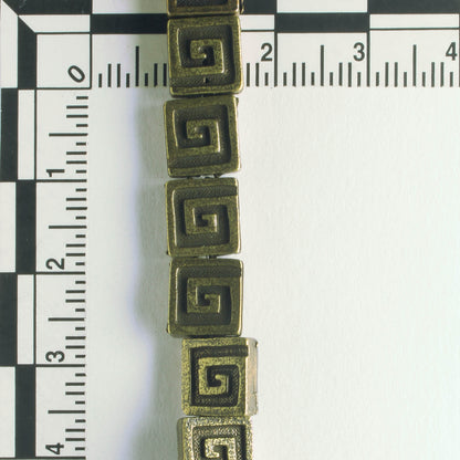 Pewter Beads, Brass Plated - 8" Strand