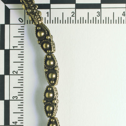 Pewter Beads, Brass Plated - 8" Strand