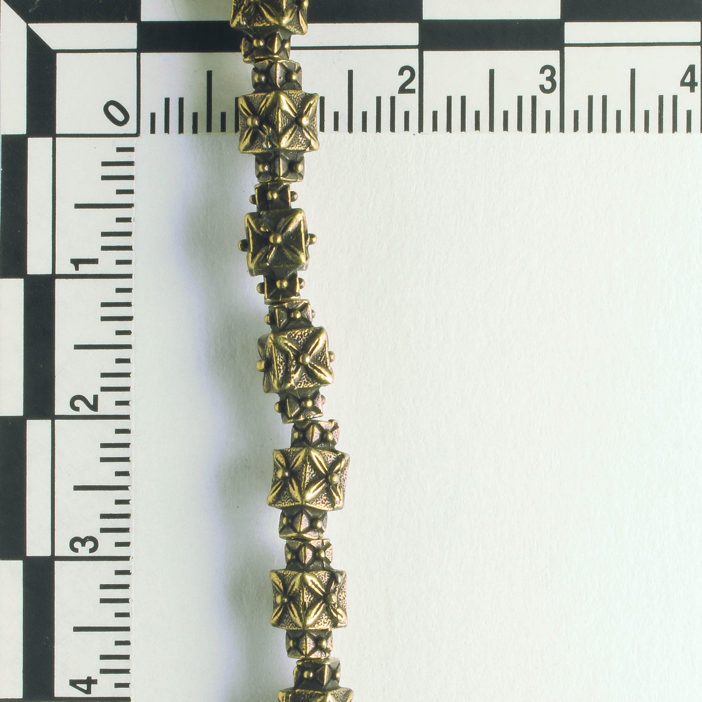 Pewter Beads, Brass Plated - 8" Strand