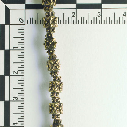 Pewter Beads, Brass Plated - 8" Strand
