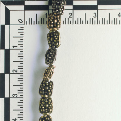 Pewter Beads, Brass Plated - 8" Strand