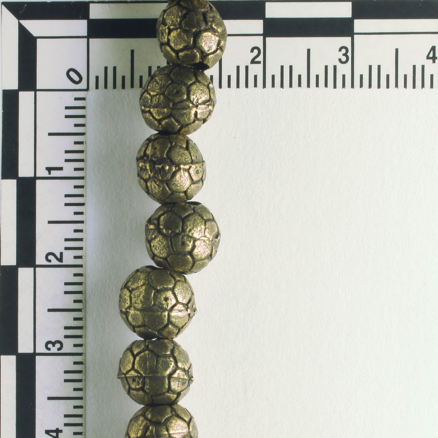 Pewter Beads, Brass Plated - 8" Strand