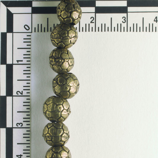 Pewter Beads, Brass Plated - 8" Strand