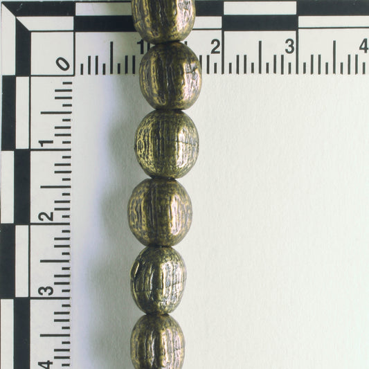 Pewter Beads, Brass Plated - 8" Strand