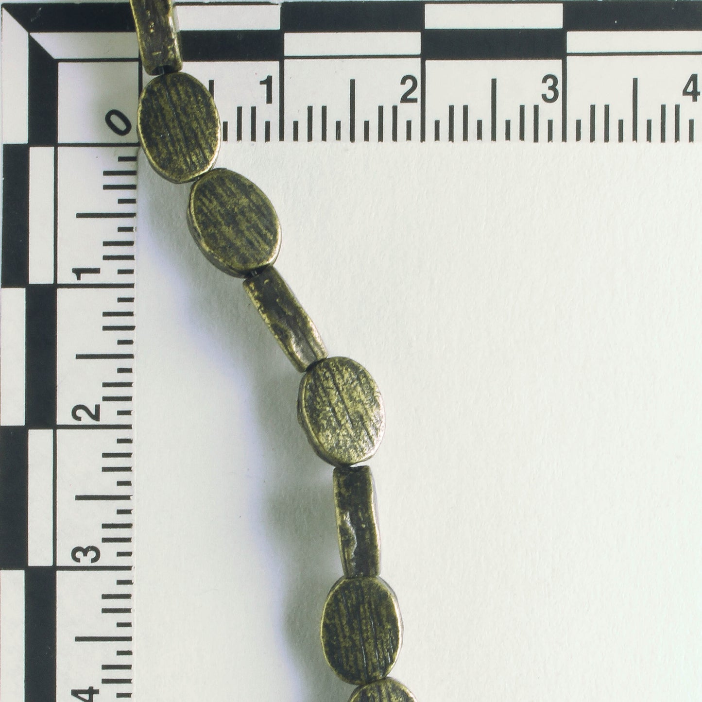 Pewter Beads, Brass Plated - 8" Strand