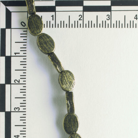 Pewter Beads, Brass Plated - 8" Strand