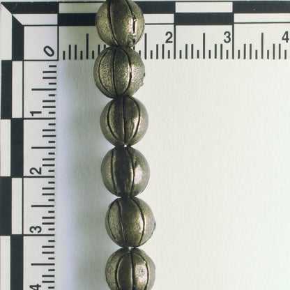 Pewter Beads, Brass Plated - 8" Strand