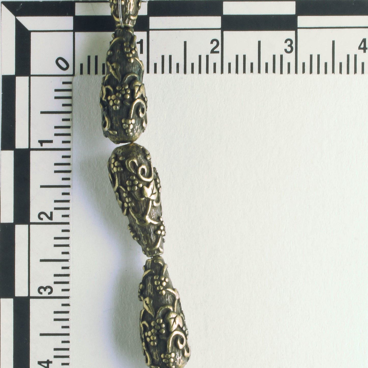 Pewter Beads, Brass Plated -- 8" Strand