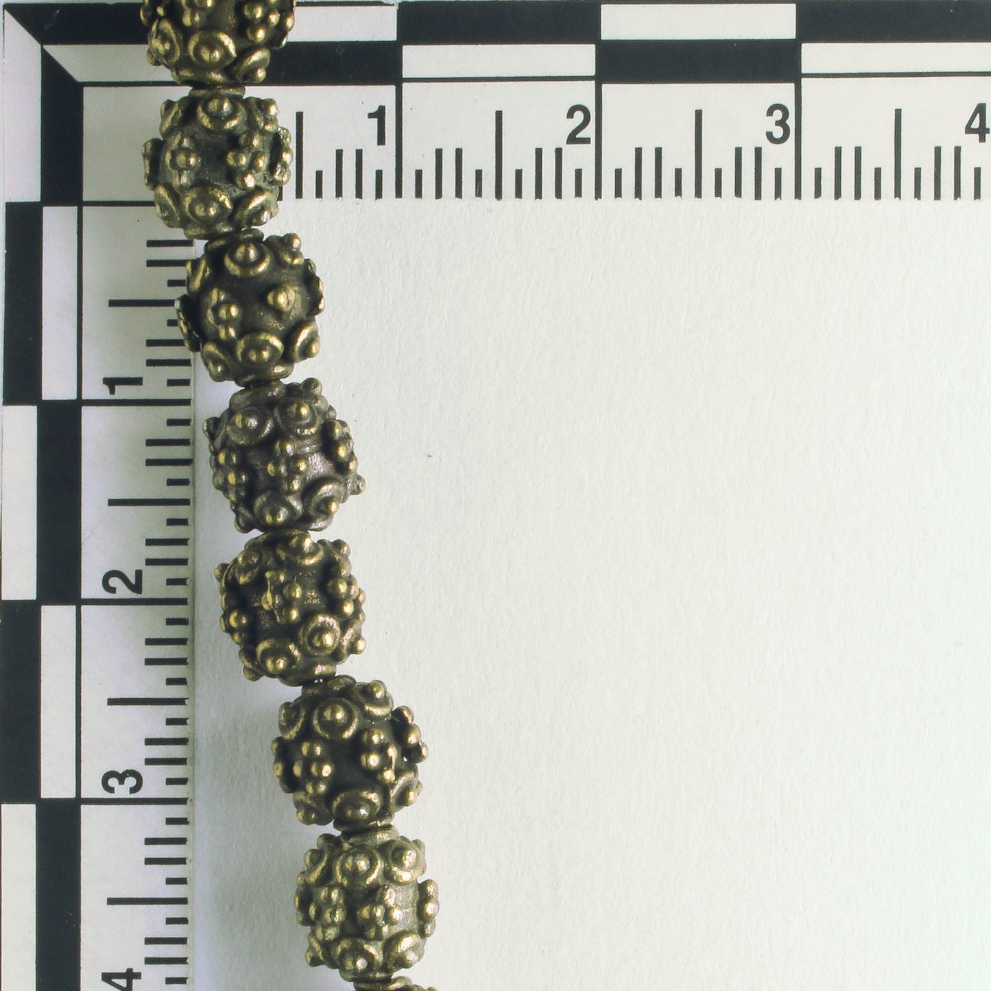 Pewter Beads, Brass Plated - 8" Strand
