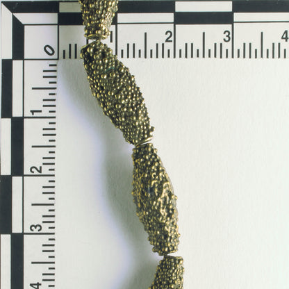 Pewter Beads, Brass Plated - 8" Strand