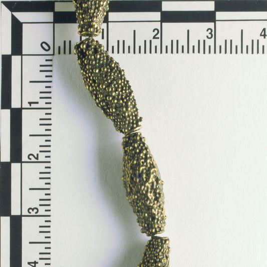 Pewter Beads, Brass Plated - 8" Strand