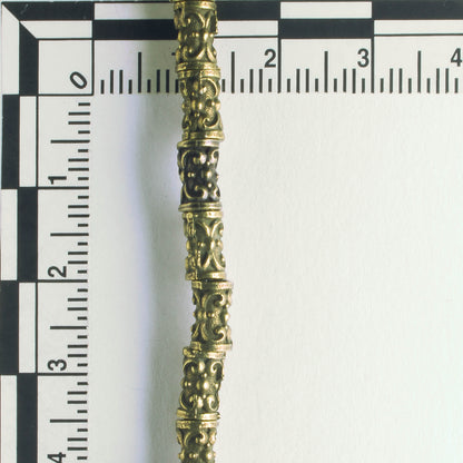 Pewter Beads, Brass Plated - 8" Strand