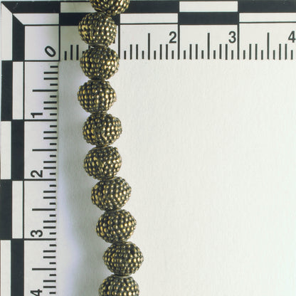 Pewter Beads, Brass Plated - 8" Strand