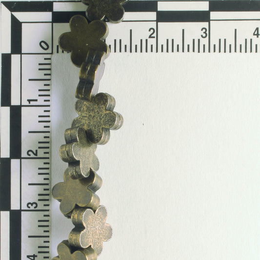 Pewter Beads, Brass Plated - 8" Strand