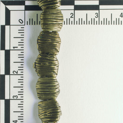 Pewter Beads, Brass Plated - 8" Strand
