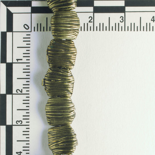 Pewter Beads, Brass Plated - 8" Strand