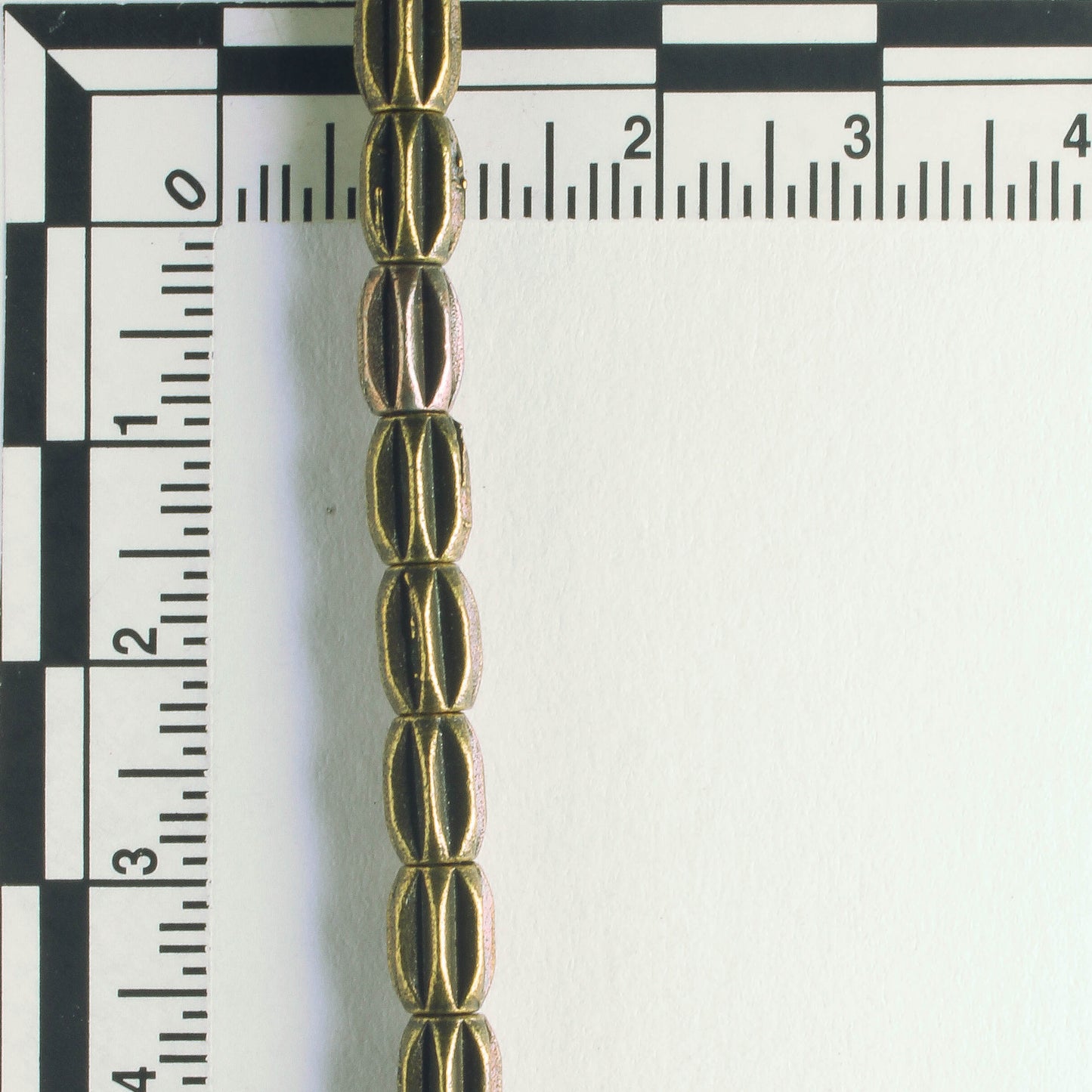 Pewter Beads, Brass Plated - 8" Strand