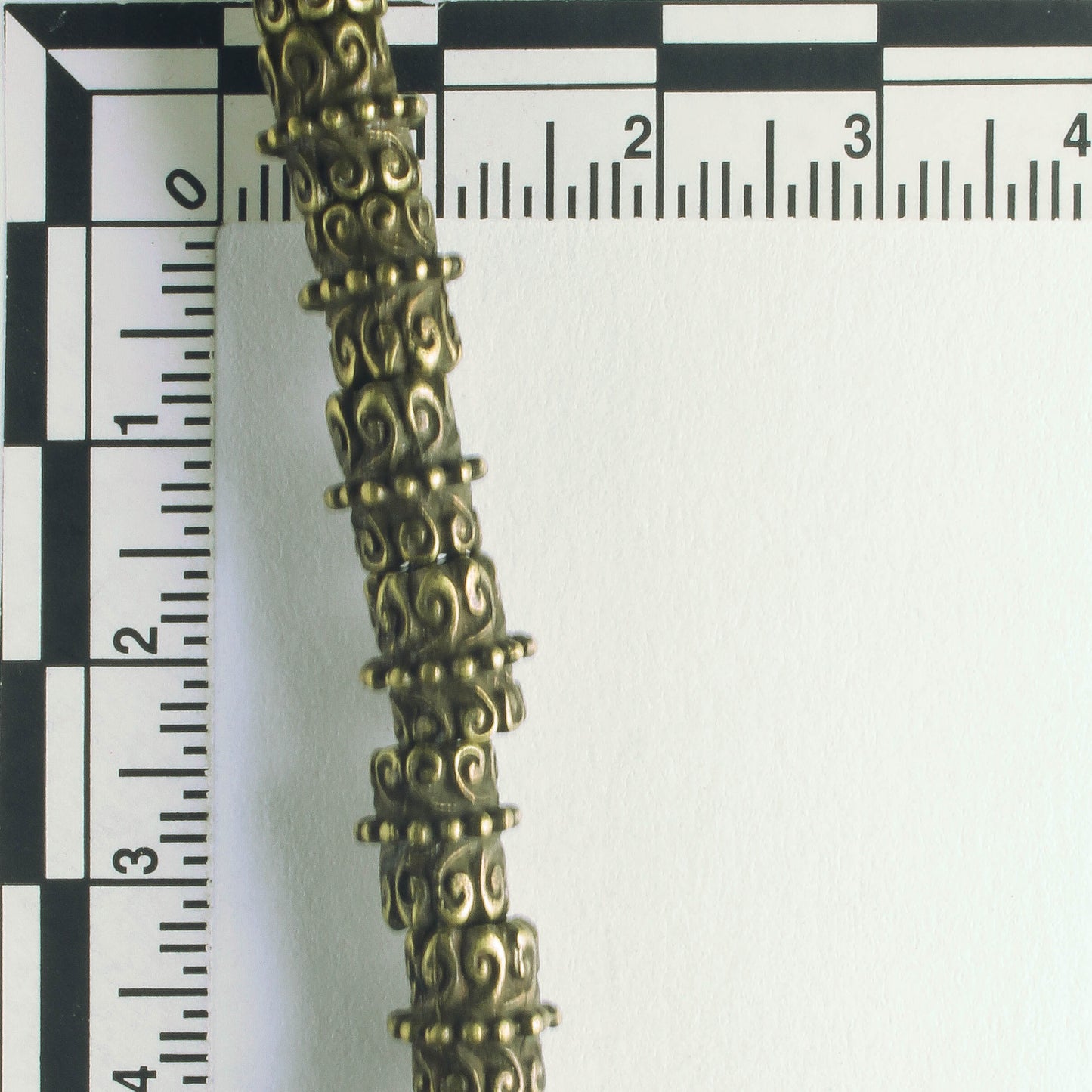 Pewter Beads, Brass Plated - 8" Strand